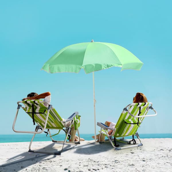 Karl home White and Green Stripe Aluminum Folding Backpack Beach