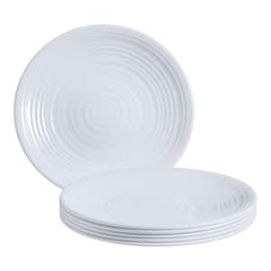 Taryn Melamine Dinner Plates in Ribbed Solid White (Set of 6)