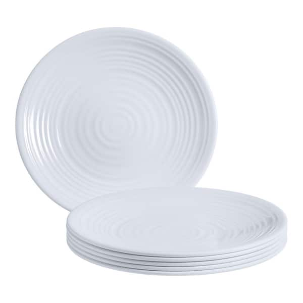 StyleWell Taryn Melamine Dinner Plates in Ribbed Solid White (Set of 6)