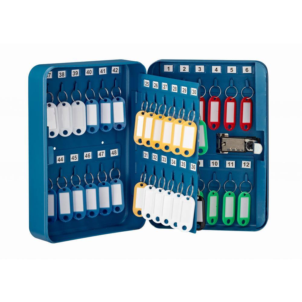 Blue Steel Wall-Mount Combination Lock Key Cabinet