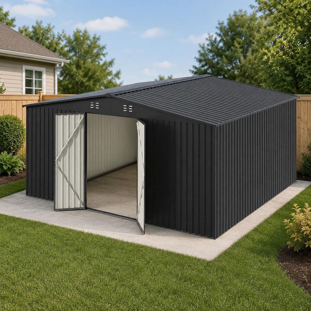 PABIMIA 14 ft. W x 12 ft. D Outdoor Metal Shed Storage Heavy Duty