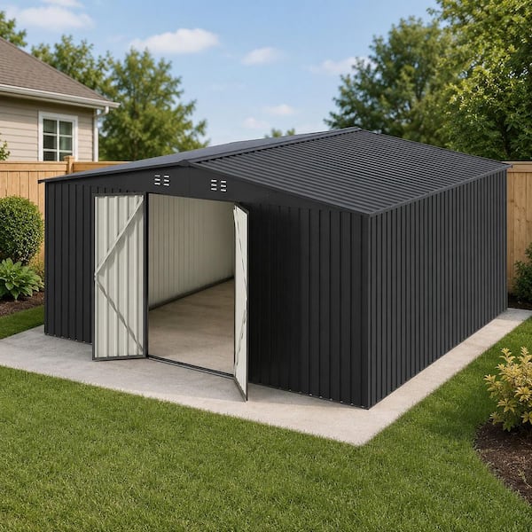 PABIMIA 14 ft. W x 12 ft. D Outdoor Metal Shed Storage Heavy Duty