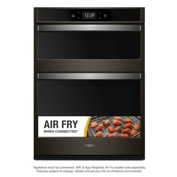 Whirlpool 27 in. Electric Smart Combination Wall Oven with Air Fry, When Connected in Fingerprint Resistant Black Stainless