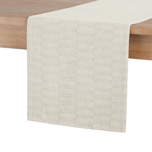 15 in. x 72 in. Beige Marth Stewart Honeycomb Cotton Rectangle Table Runner, Modern Farmhouse