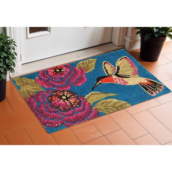 HomeRoots Multi-Colored 29 in. x 17 in. Coir Outdoor Door Mat