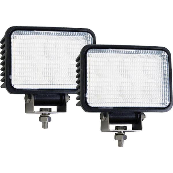 BUYERS PRODUCTS 6 in. Wide Truck Car Utility Off Road Vehicle Boat Marine Mounted LED Rectangular Flood Work Light, 2 Pack, Clear