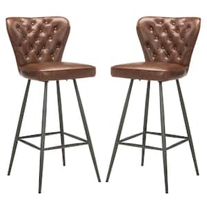 Aster 46.1 in. Burgundy and Black Bar Stool (Set of 2)
