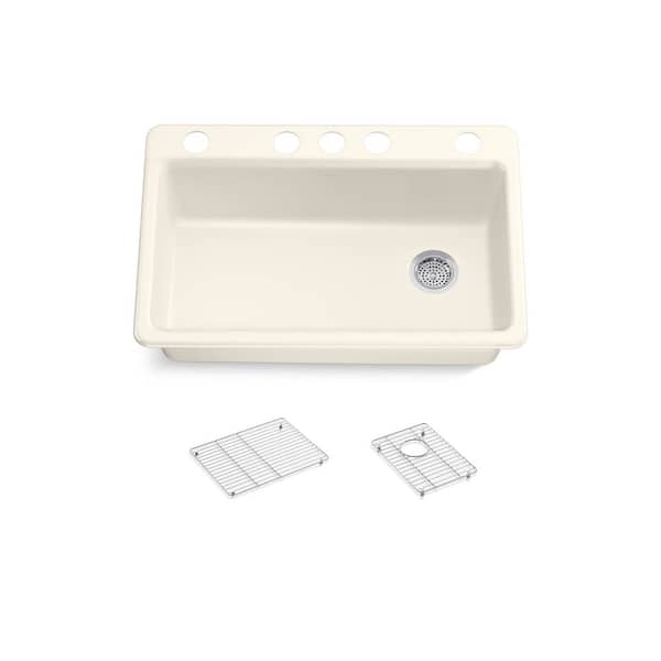 Riverby 33 in. Undermount Single Bowl Cast Iron Kitchen Sink in Biscuit