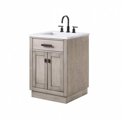 Grey Oak With Marble Vanity Top, 24 Rustic Wood Bathroom Vanity Unit