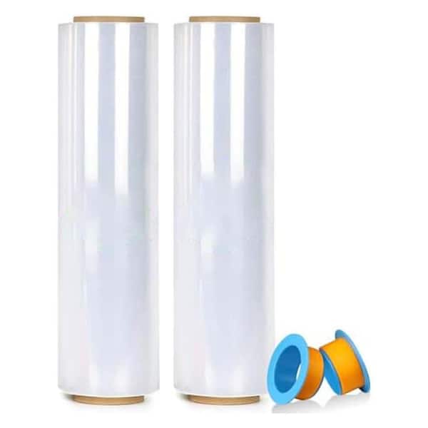 Industrial Strength 18x1500' Plastic Stretch Shrink Wrap Roll 80 Gauge Heavy Duty for Packing Shipping Protection 2 Roll