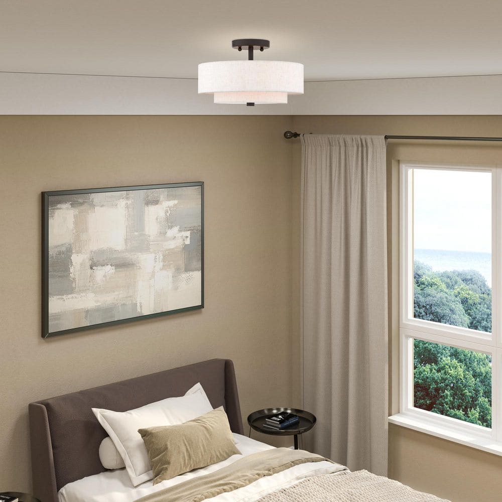 Claremont Transitional 2-Light Indoor/Outdoor Ceiling Mount in English Bronze