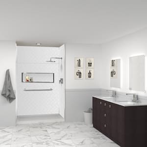Prodigy 60 in. W x 96 in. H x 36 in. D 6-Piece Glue-Up Alcove Shower Surround in White Herringbone Tile
