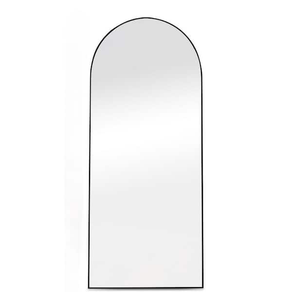 Afoxsos Elegant Black 22 in. W x 65 in. H Arch Aluminum Alloy Frame Full Body Floor Mirror, Free-Standing, Hanging or Leaning