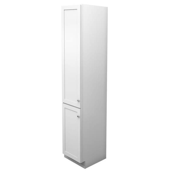 KraftMaid 15 in. W x 88-1/2 in. H x 21 in. D Vanity Bathroom Linen Storage Tower Cabinet in Dove White