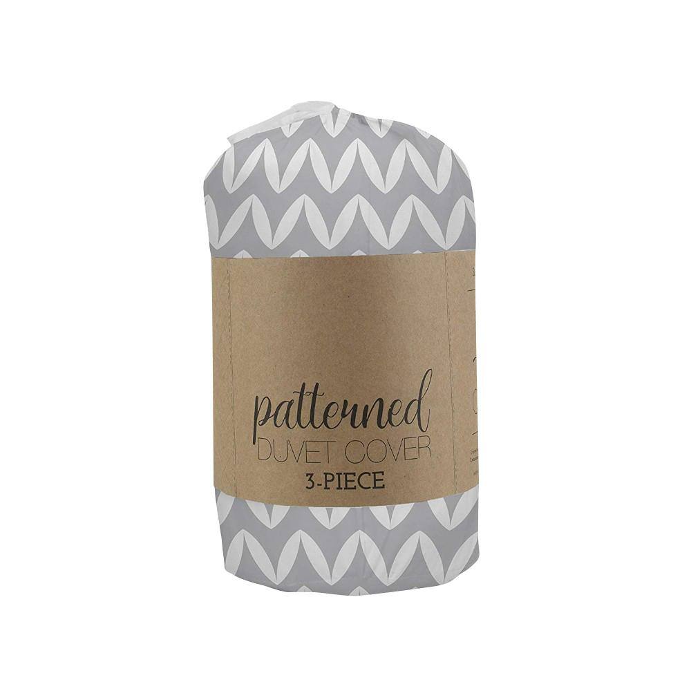 Light Gray Chevron Pattern King Duvet Cover Set