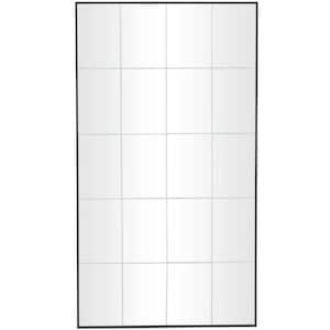 54 in. x 30 in. Grid Style Panel Rectangle Framed Black Wall Mirror