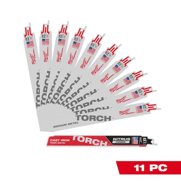 9in 18 TPI TORCH Medium Metal Carbide SAWZALL Recip Blade Set (10pk) + NITRUS TORCH