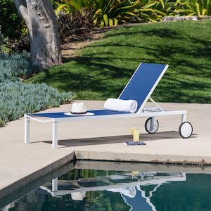 Windham Adjustable Sling Chaise Lounger Modern Outdoor Furniture, Rust-Proof Aluminum Frame, Weather-Resistant Navy