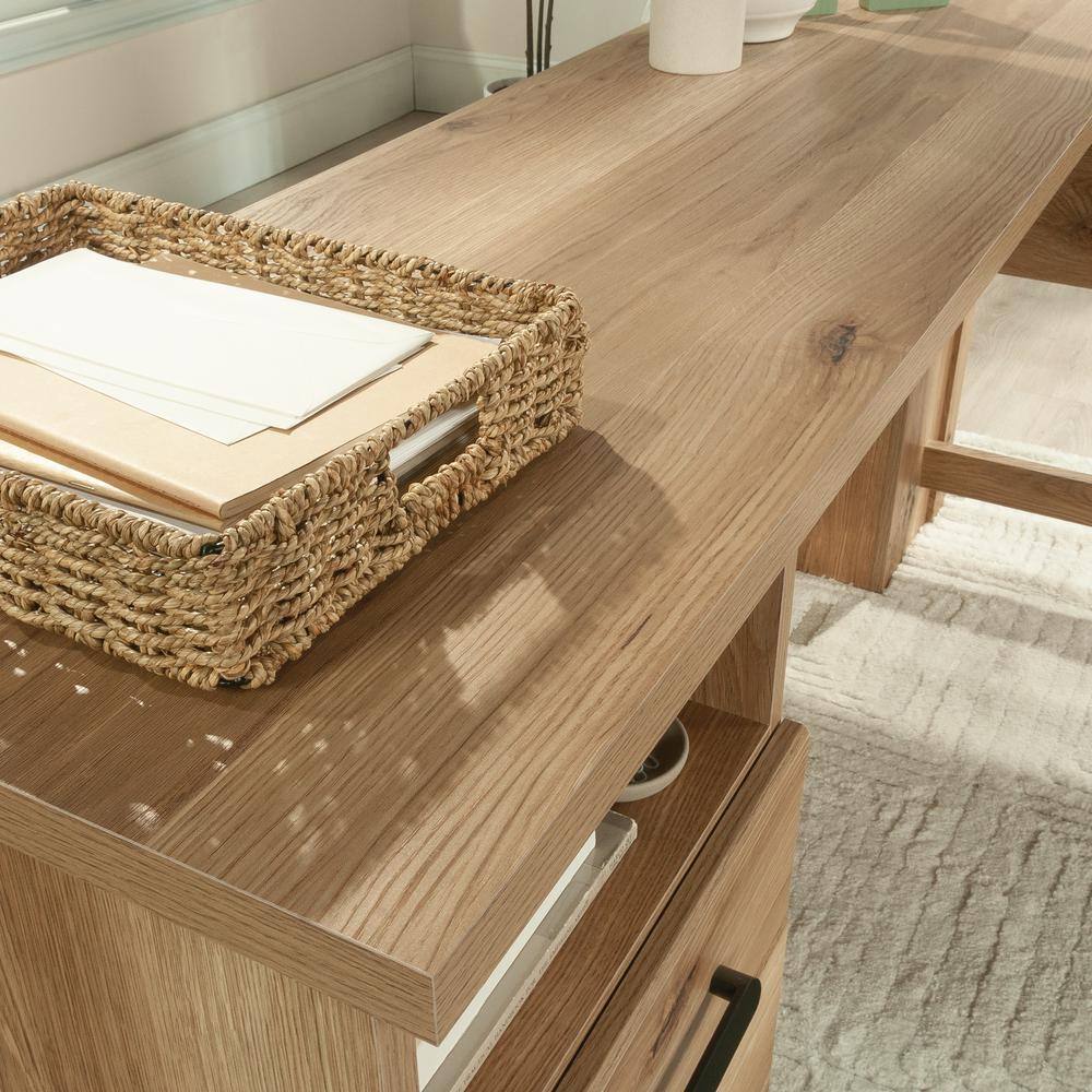 Timber Oak L-Shaped Corner Computer Desk with Drawer and Filing Cabinet