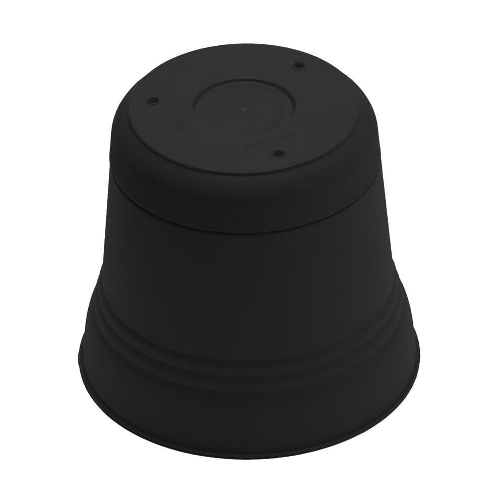 Saturn 14" Black Matte Durable Plastic Round Planter with Saucer Tray