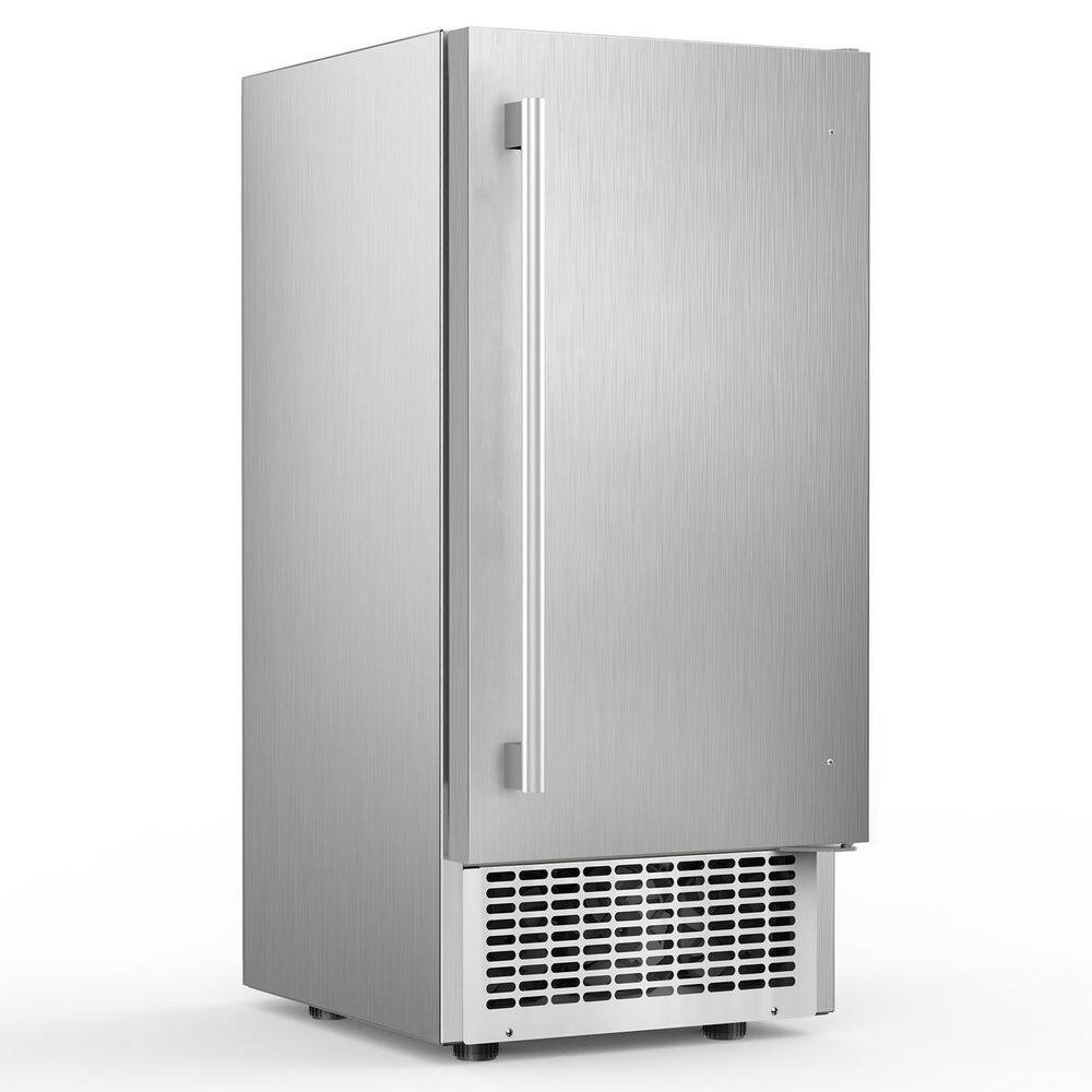 15 in. 120 lbs./24H Full Size Cube Commercial Freestanding Ice Maker in Stainless Steel with 30 lbs. Storage Bin