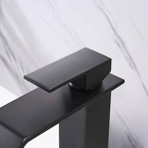 MD-High 8.66 in. Spout Height Single Handle Single Hole Bathroom Faucet Bathroom Sink Faucet in Matte Black