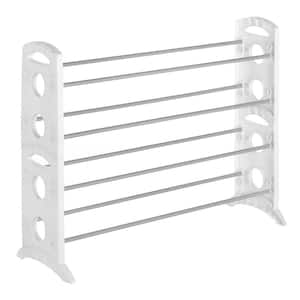26.5 in. H 20-Pair White Metal and Plastic Shoe Rack