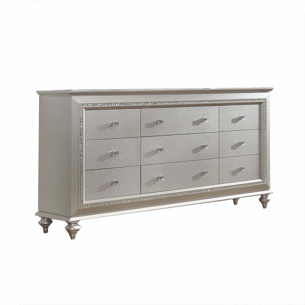 Benjara 18 in. Silver 9Drawers Dresser BM207488 The Home Depot