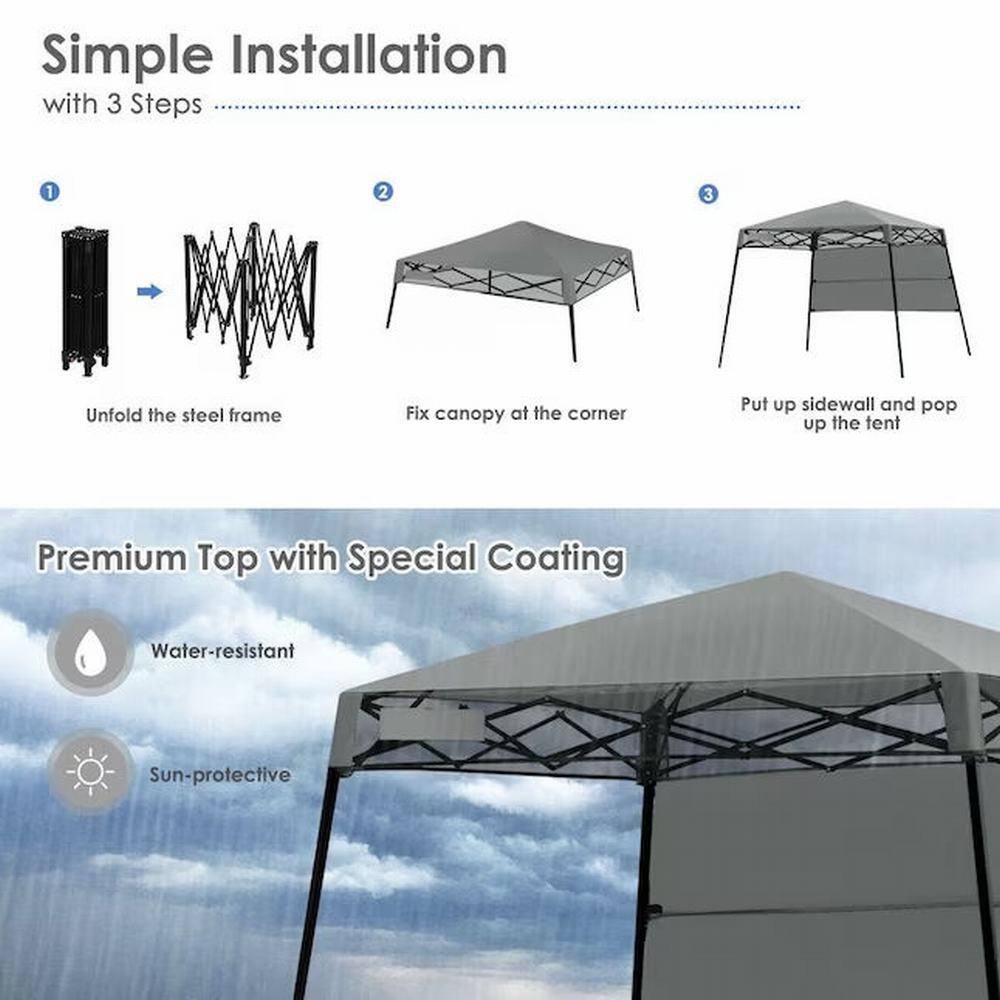 Gray 7 x 7 ft Adjustable Portable Canopy Tent with Backpack