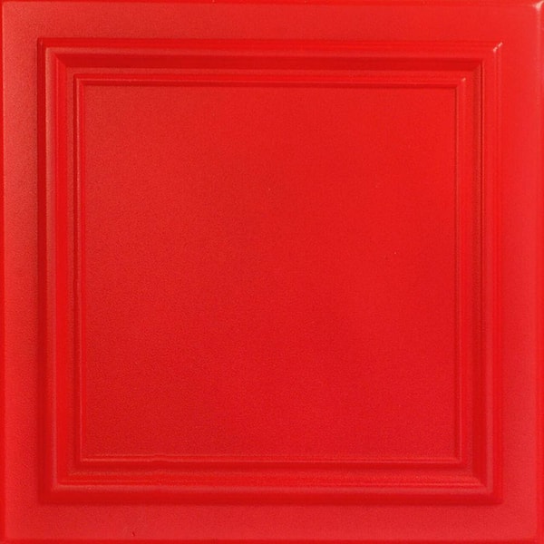 A La Maison Ceilings Line Art Red 1.6 ft. x 1.6 ft. Decorative Foam Glue Up Ceiling Tile (21.6 sq. ft./Case)