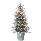 4.5 ft. Snowy Alpine Fir Entrance Artificial Christmas Tree with LED Lights