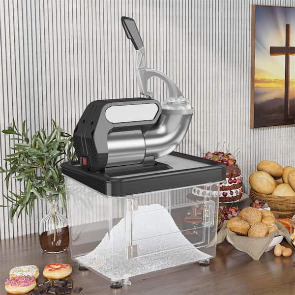 1280 oz. Black Snow Cone Machine Commercial Ice Crusher with Dual Blades Safety On/Off Switch for Home