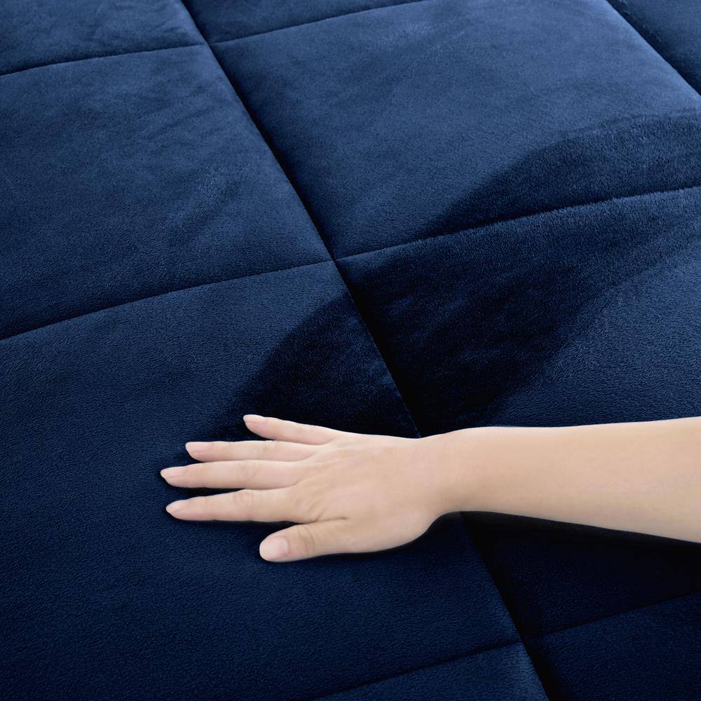 Navy Full Reversible Microfiber and Sherpa Comforter Set