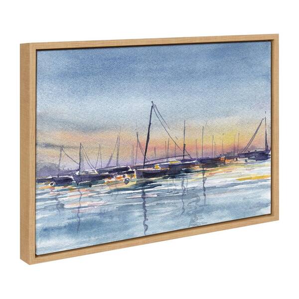 Kate and Laurel "Soft Scenic Boatyard Pier" by Patricia Shaw, 1-Piece Framed Canvas Landscape Nature Art Print, 18 in. x 24 in.