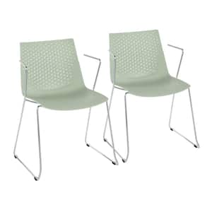 Matcha Green and Chrome Chair (Set of 2)