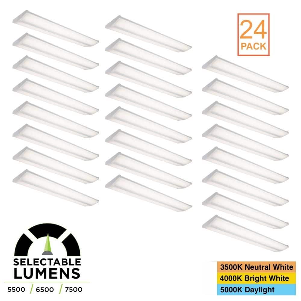 24-Pack 4 ft. 5500/6500/7500 Lumens Integrated LED White Dimmable Wraparound Light, Selectable CCT 3500K/4000K/5000K price history on PriceWatchPro