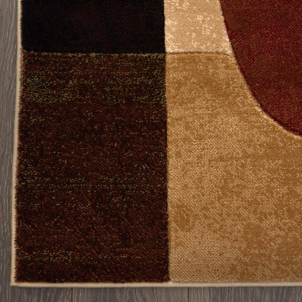 Chic Khaki Geometric Tufted Area Rug with Non-Slip Backing