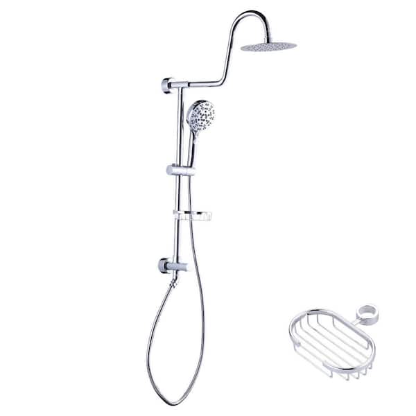 7-Spray Slide Wall Bar Shower Kit with Hand Shower with Soap Holder in Polished Chrome (Valve Not Included)