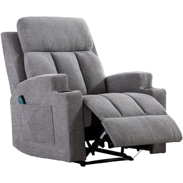 dreamlify Light Gray Recliner Chair with Massage and Heat, Fabric Living  Room Reclining Single Sofa Seating with Cup Holders T1VI-HDML-3782300 - The  Home Depot