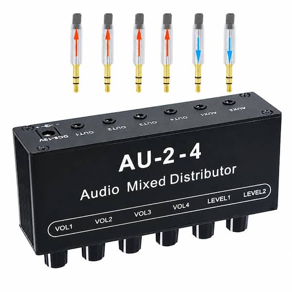 Ultra Compact 4 Channel 3.5 mm Stereo Audio Headphone Mixer with 1 8 Inch Aux Input Mini Box