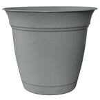 Belle 20 in. Dia Stormy Gray Plastic Decorative Pot with Attached Saucer