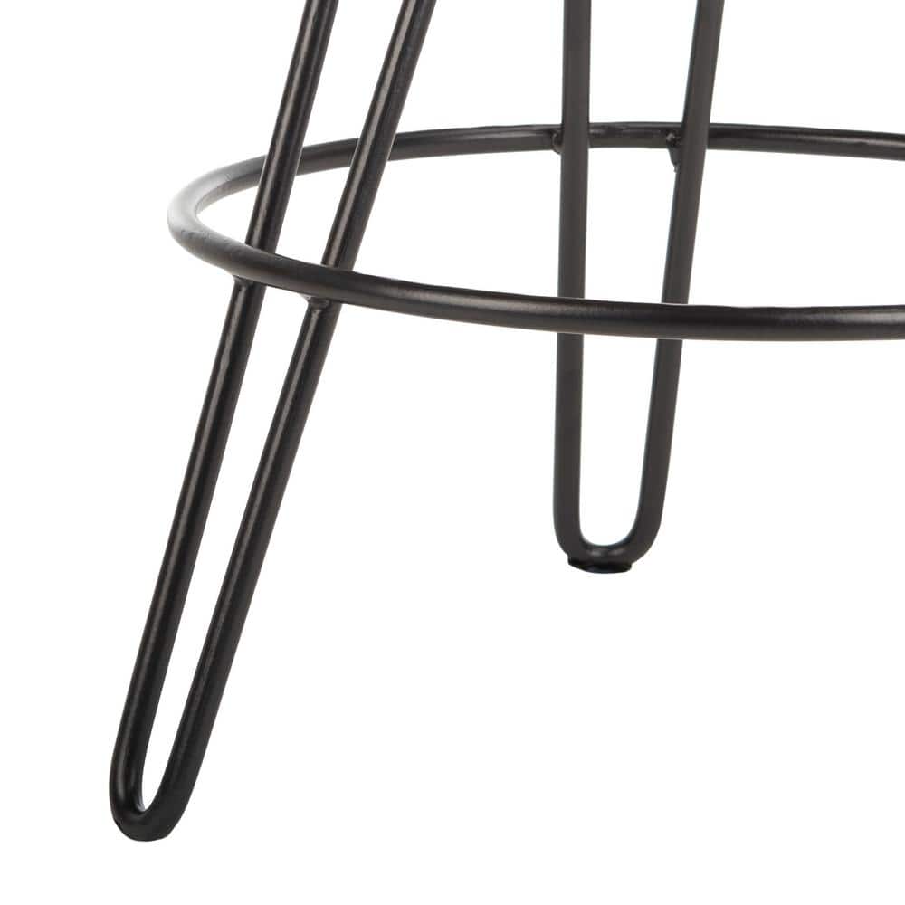 Kai Adjustable Swivel Black Metal and Wood Counter Stool