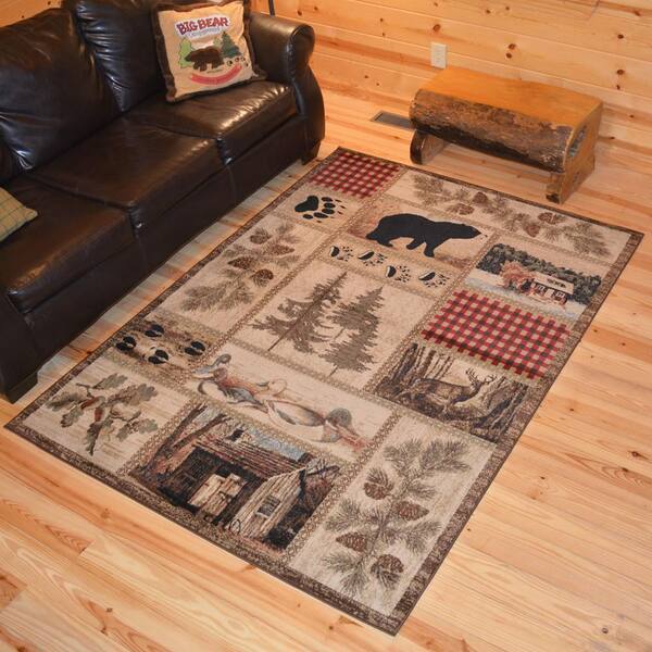  Home Dynamix Buffalo Bear Rustic Area Rug, Brown/Red