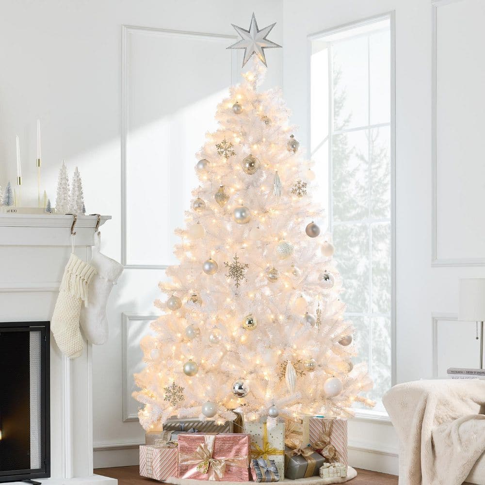 7.5 ft. White Pre-Lit Incandescent Tinsel Artificial Christmas Tree with Clear White Lights price history on PriceWatchPro