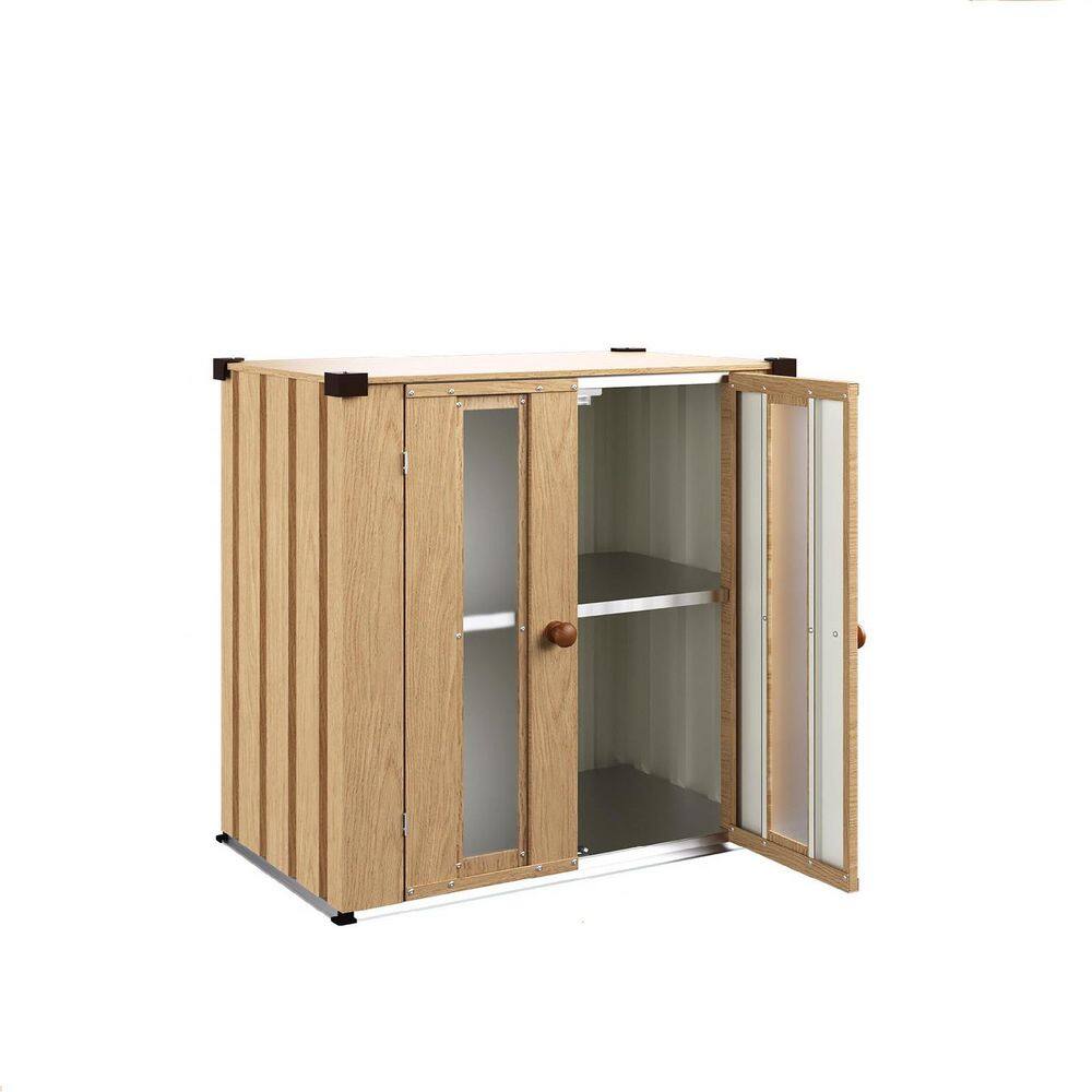 2.5 ft. W x 1.5 ft. D Wood Grain Small Metal Storage Cabinet with Shelves, Deck Box (3.75 sq. ft. ) price history on PriceWatchPro