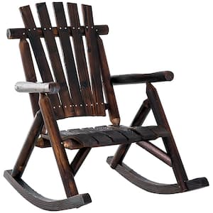 Outdoor Wooden Rocking Chair, Rustic Adirondack Rocker with Slatted Seat