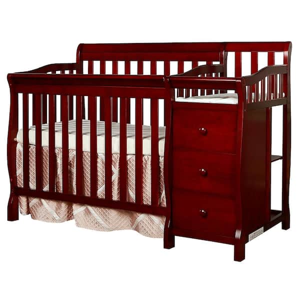 Dream On Me Jayden 4-in-1 Cherry Mini Convertible Crib And Changer
