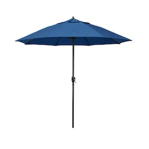 7.5 ft. Bronze Aluminum Market Patio Umbrella with Fiberglass Ribs and Auto Tilt in Regatta Sunbrella
