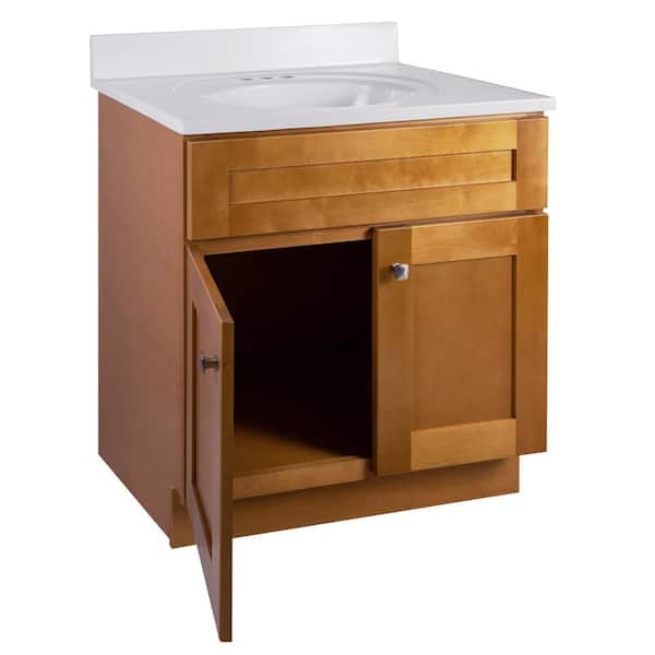 Brookings Shaker RTA 31 in. W x 22 in. D x 35.38 in. H Bath Vanity in Birch with Solid White Cultured Marble Top