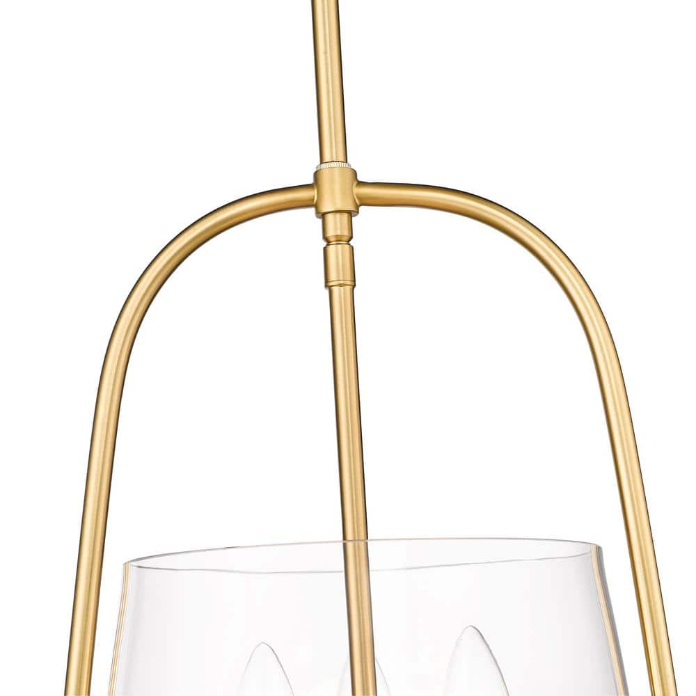 Modern Gold Steel and Glass 3-Light Pendant